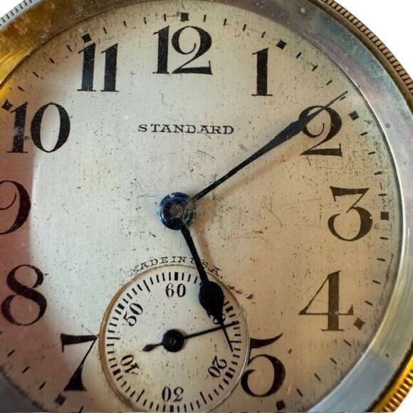 Antique Standard Pocket Watch With Subdial & Arabic Numerals - Picture 2 of 6